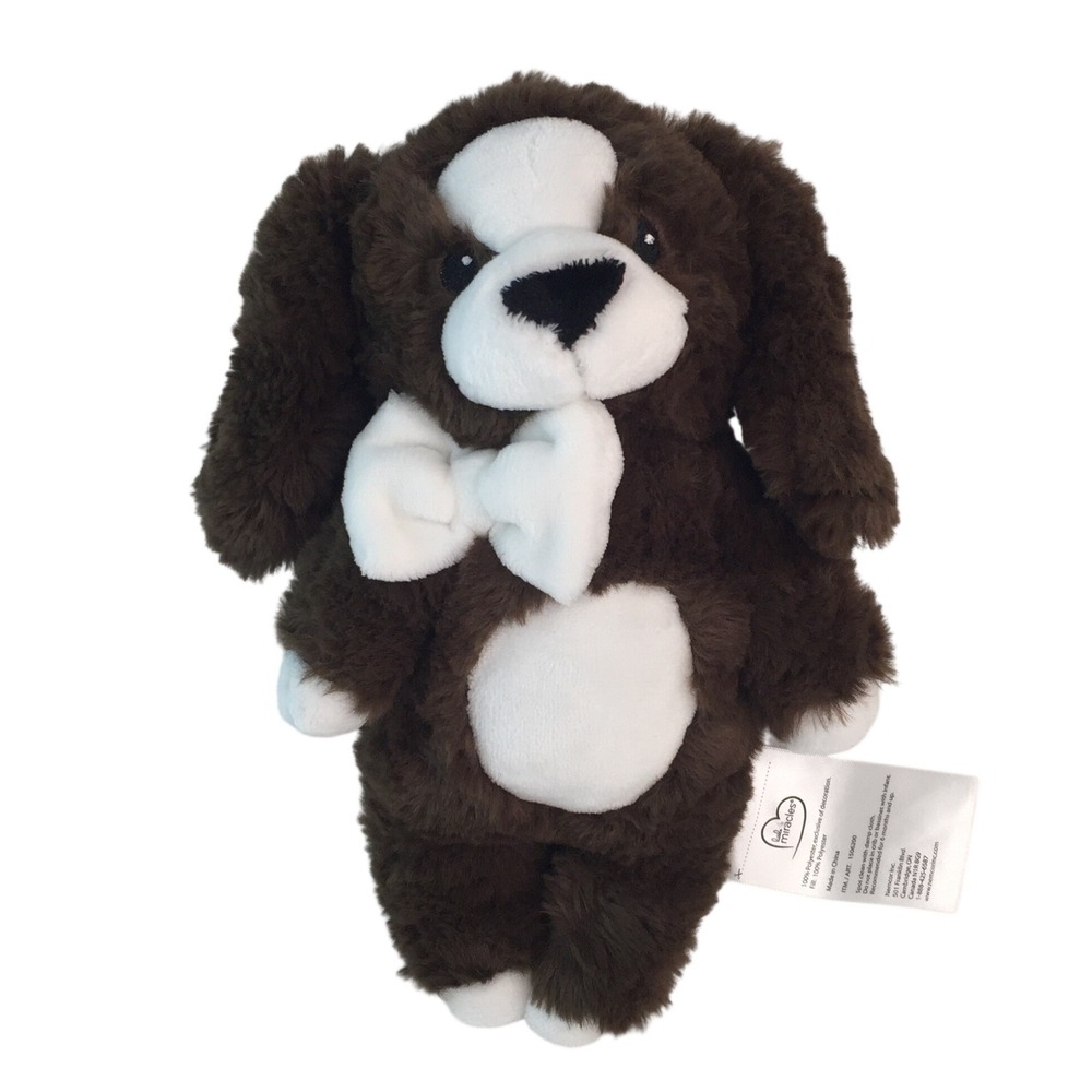 Costco Little Miracles Plush‎ Puppy Dog 12in Brown White Bow Tie Stuffed Animal